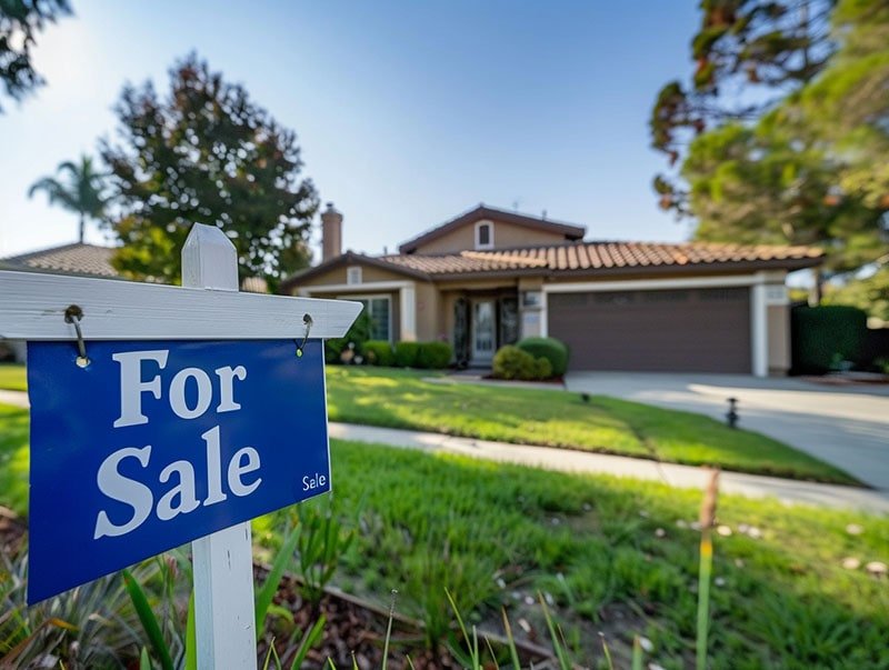  For Sale sign in front of a house, showcasing realtor services for selling homes.
