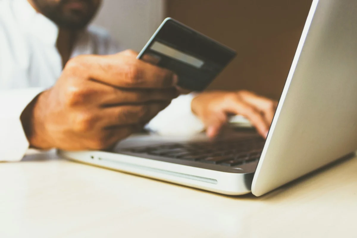 Secure financial transaction reviewed on a laptop