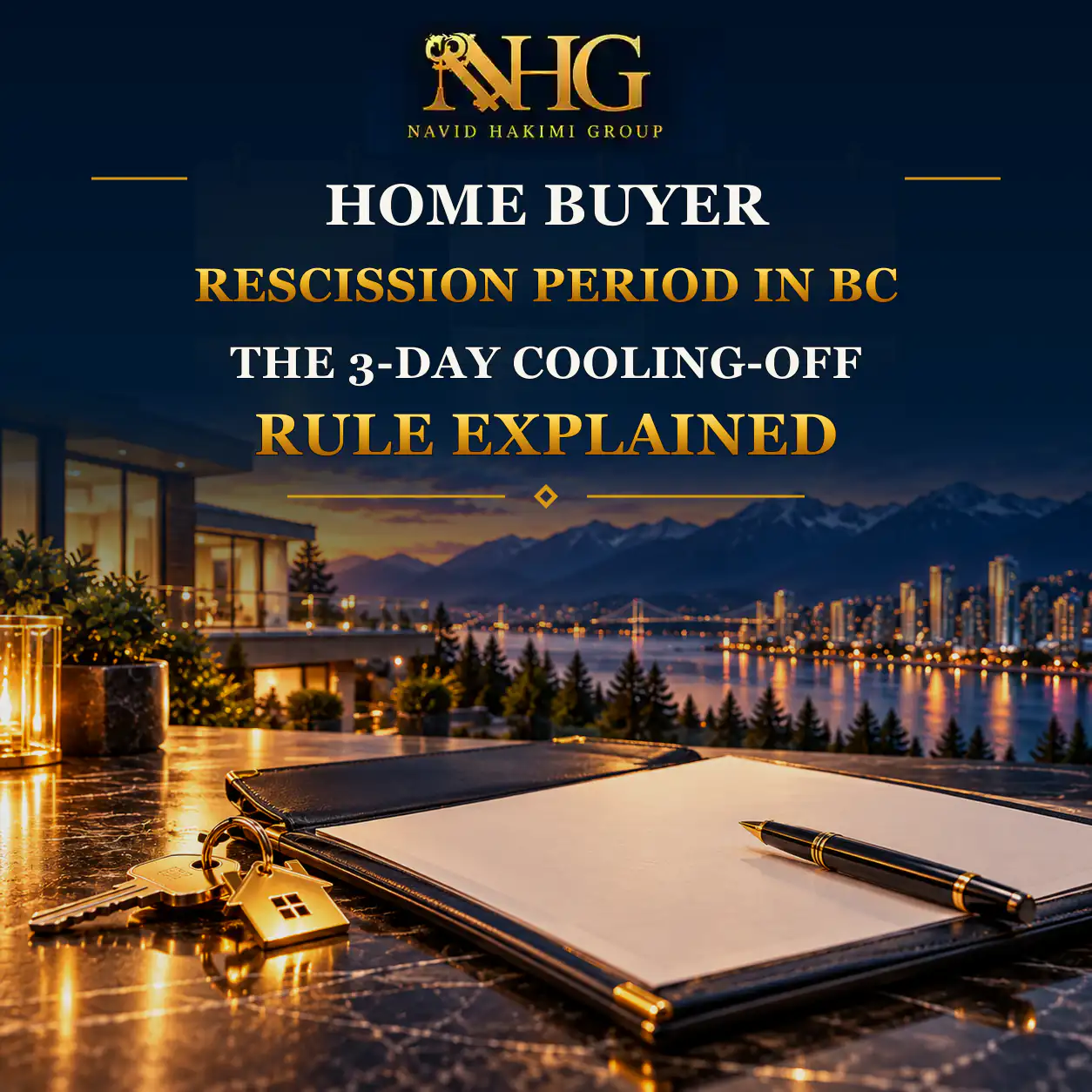 Home purchase contract and calendar representing the BC rescission period