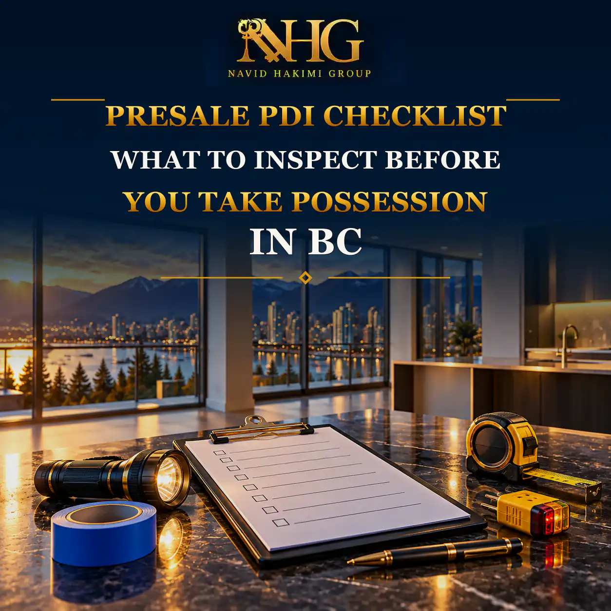 Navid Hakimi Group Home 17 Home inspector completing a presale PDI checklist in British Columbia