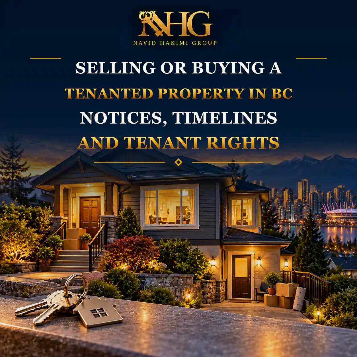 Rental home with keys and documents representing a tenanted property in BC
