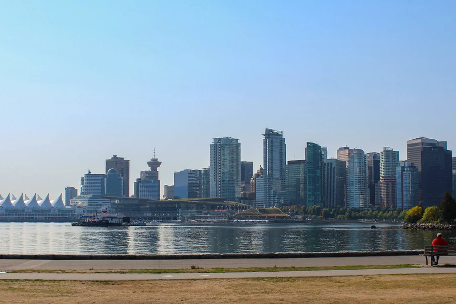 Downtown Vancouver skyline seen from the Stanley Park seawall